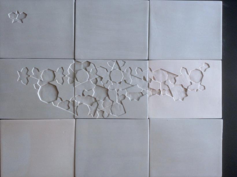 Sara Ouhaddou, Ceramic wall installation in nine pieces, Version 2