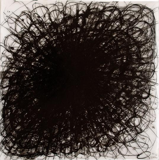 6Arnulf Rainer, Blume , 1957, Watercolor on Ultraphan (graph paper), 39,7 x 39,7 cm