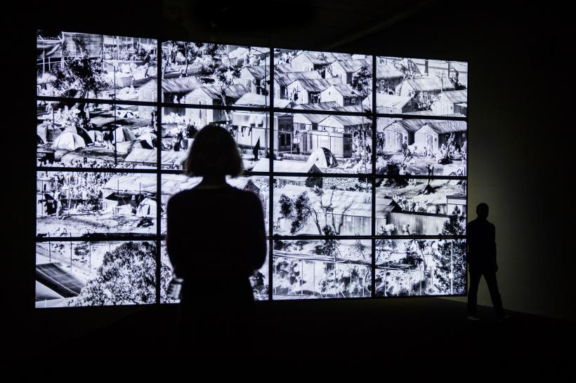 Installation View, Richard Mosse in collaboration with Trevor Tweeten and Ben Frost, The Curve, Barbican Centre, 15 Feb - 23 Apr 2017