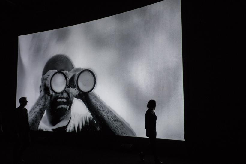 Installation View, Richard Mosse in collaboration with Trevor Tweeten and Ben Frost, The Curve, Barbican Centre, 15 Feb - 23 Apr 2017