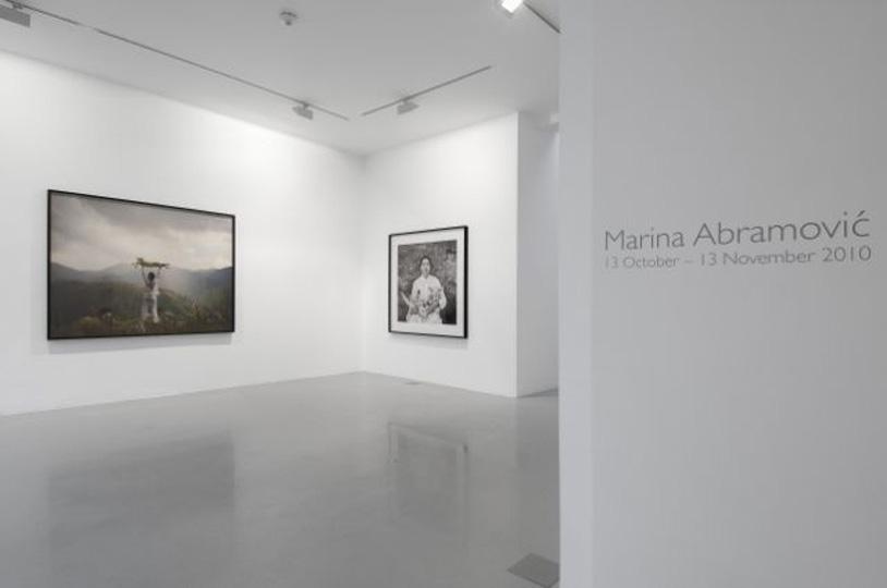 Installation shot. Marina Abramovic.  Holding the Lamb and Portrait with White Lamb, 2010. Courtesy the artist and Lisson Gallery