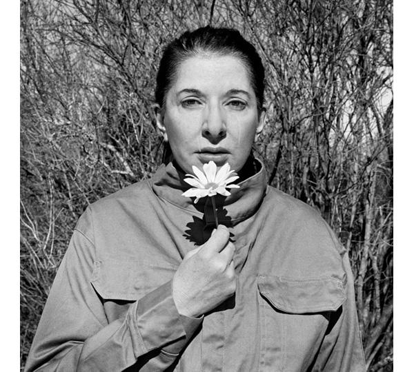 Marina Abramovic. PORTRAIT WITH FLOWER Open Eyes.2009. Image courtesy Marina Abramovic and Lisson Gallery